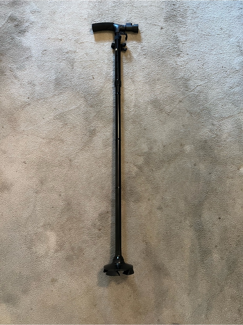 Adjustable Black Quad Cane w/ LED Flashlight Self Standing Walking Aid NWOT - Picture 2 of 7
